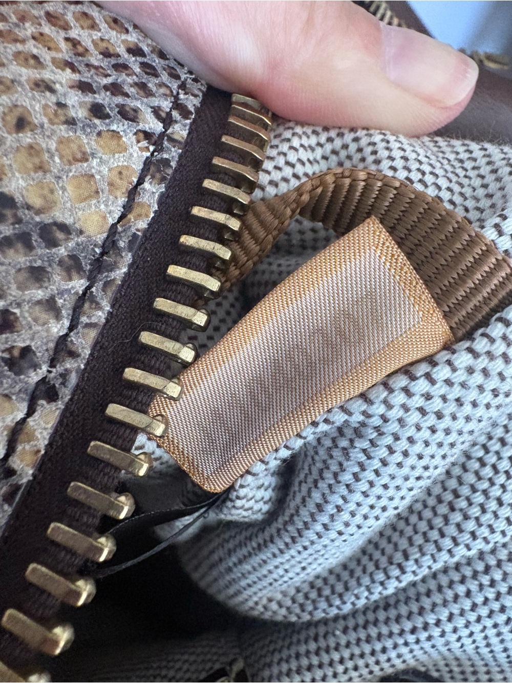 Dooney & Bourke Inspired Snake-Print Hobo Bag in Beige and Brown - Picture 8 of 8